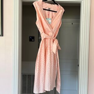 Anne Klein pink polka dot wrap dress